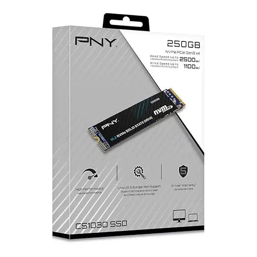 PNY CS1030 250GB M.2 NVMe PCIe Gen3 x4 SSD Side