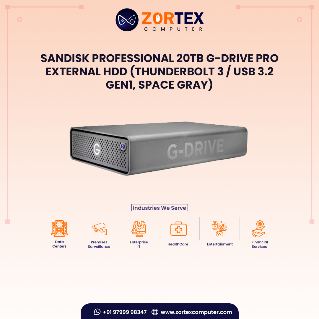 SanDisk Professional 20TB G-DRIVE PRO External HDD (Thunderbolt 3 / USB 3.2 Gen1, Space Gray)