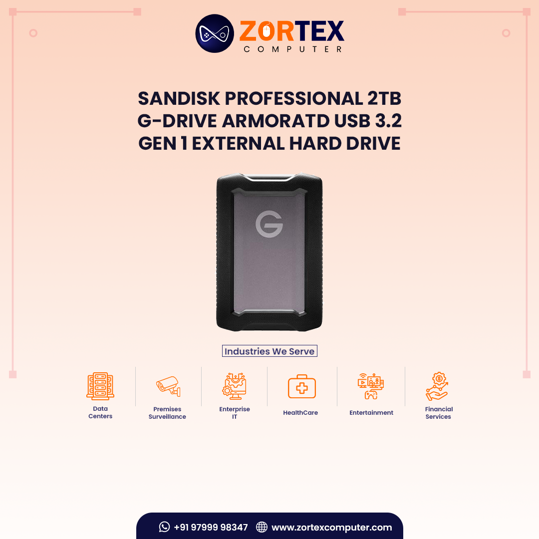 SanDisk Professional 2TB G-DRIVE ArmorATD USB 3.2 Gen 1 External Hard Drive