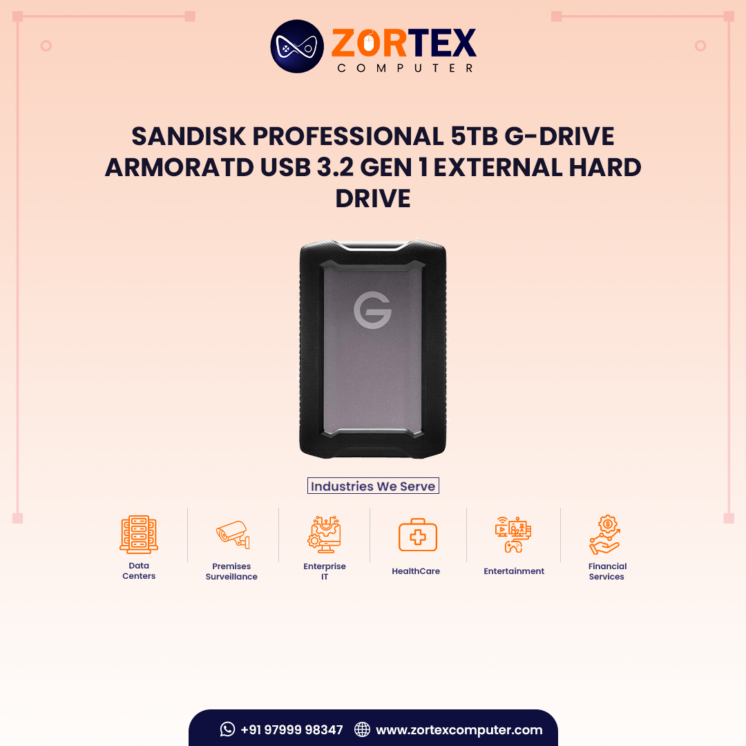SanDisk Professional 5TB G-DRIVE ArmorATD USB 3.2 Gen 1 External Hard Drive