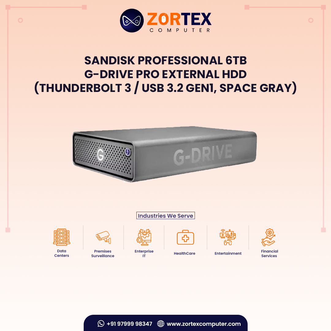 SanDisk Professional 6TB G-DRIVE PRO External HDD (Thunderbolt 3 / USB 3.2 Gen1, Space Gray)