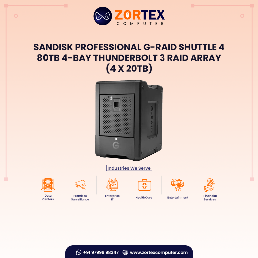 SanDisk Professional G-RAID Shuttle 4 80TB 4-Bay Thunderbolt 3 RAID Array (4 x 20TB)