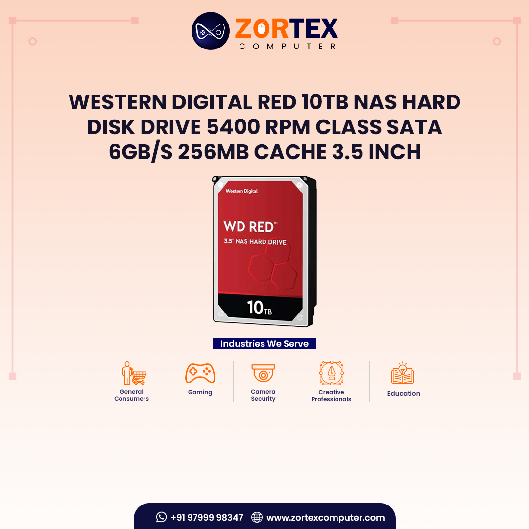 Western Digital Red 10TB NAS Hard Disk Drive 5400 RPM Class SATA 6Gb/s 256MB Cache 3.5 Inch