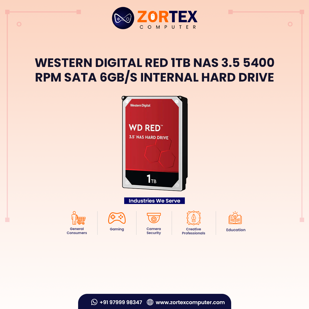 Western Digital Red 1TB NAS 3.5 5400 RPM SATA 6Gb/s Internal Hard Drive