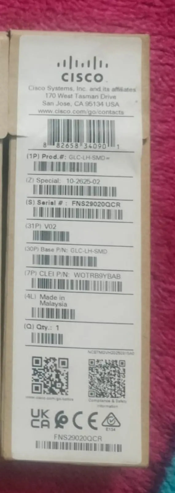 Cisco GLC-LH-SMD 1000BASE-LX/LH SFP Transceiver Module (1Gbps, 1310nm, 10km)