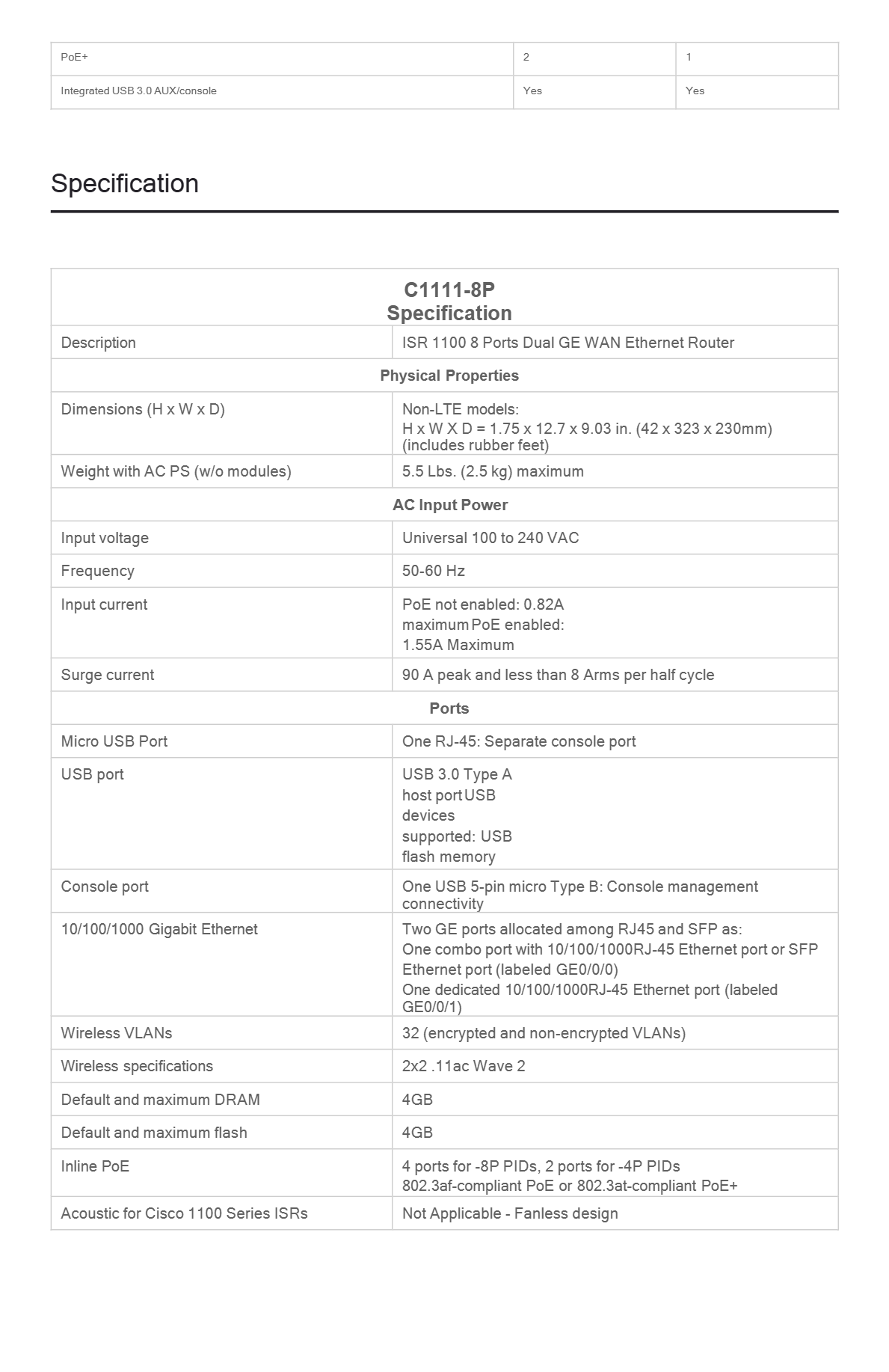 cisco C1111-8P Integrated Service Router