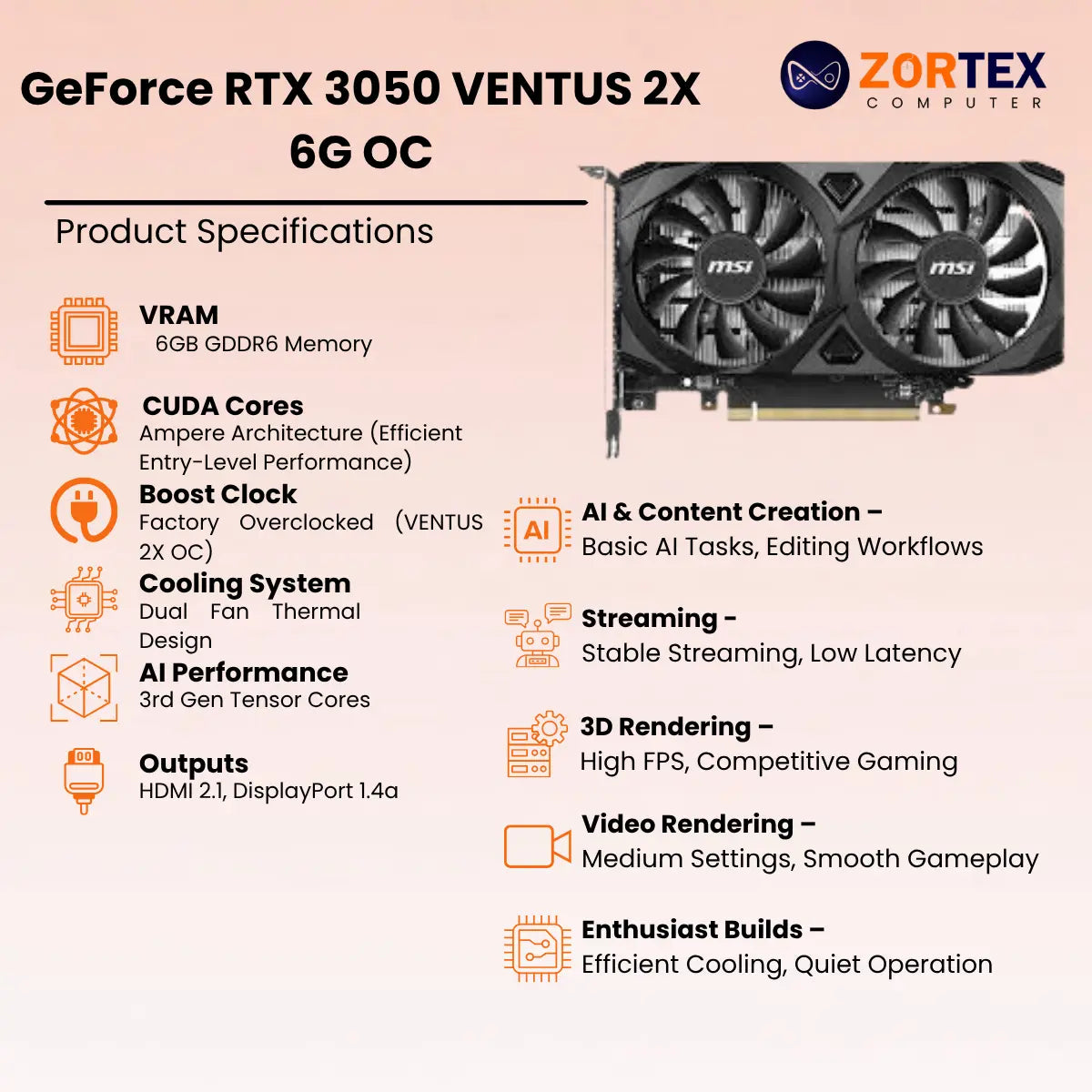 GeForce RTX 3050 VENTUS 2X 6G OC Specs