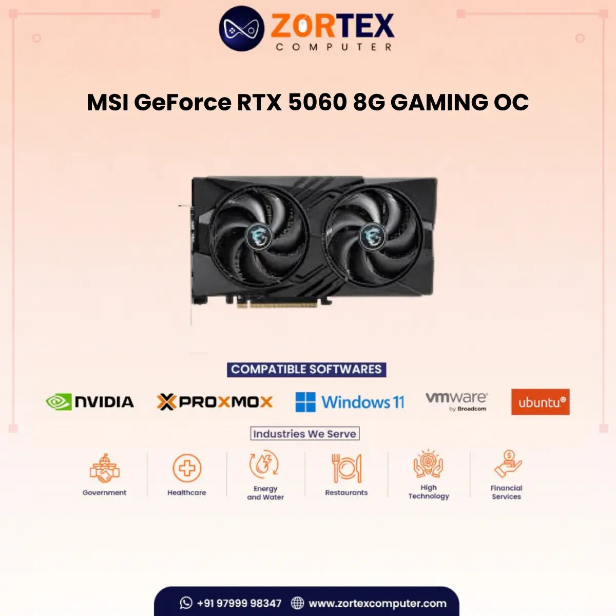 MSI GeForce RTX 5060 8G Gaming OC with RGB Lighting