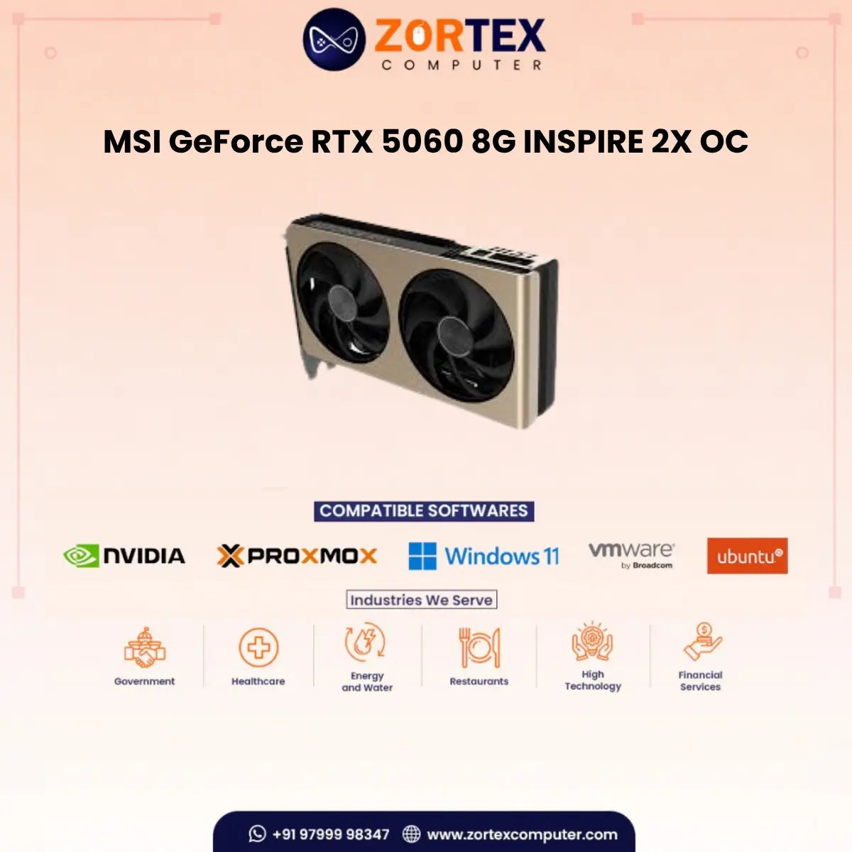 MSI GeForce RTX 5060 8G Inspire 2X OC Graphics Card Design