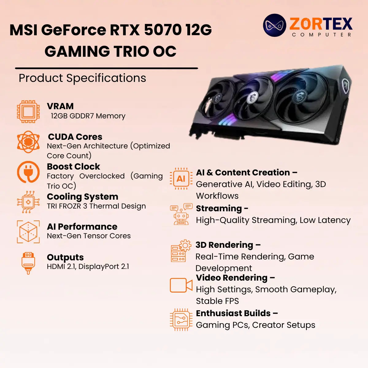 MSI GeForce RTX 5070 12G GAMING TRIO OC Specifications