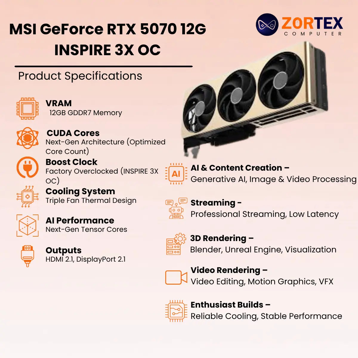 MSI GeForce RTX 5070 12G INSPIRE 3X OC Specifications