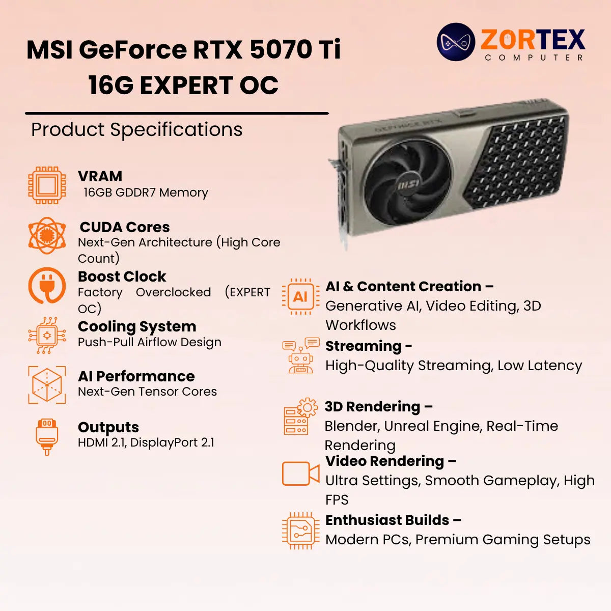 MSI GeForce RTX 5070 Ti 16G EXPERT OC Specifications