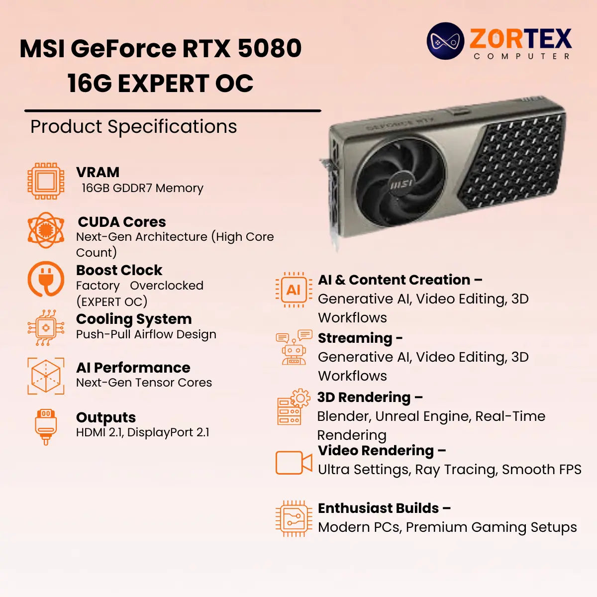 MSI GeForce RTX 5080 16G EXPERT OC Specifications