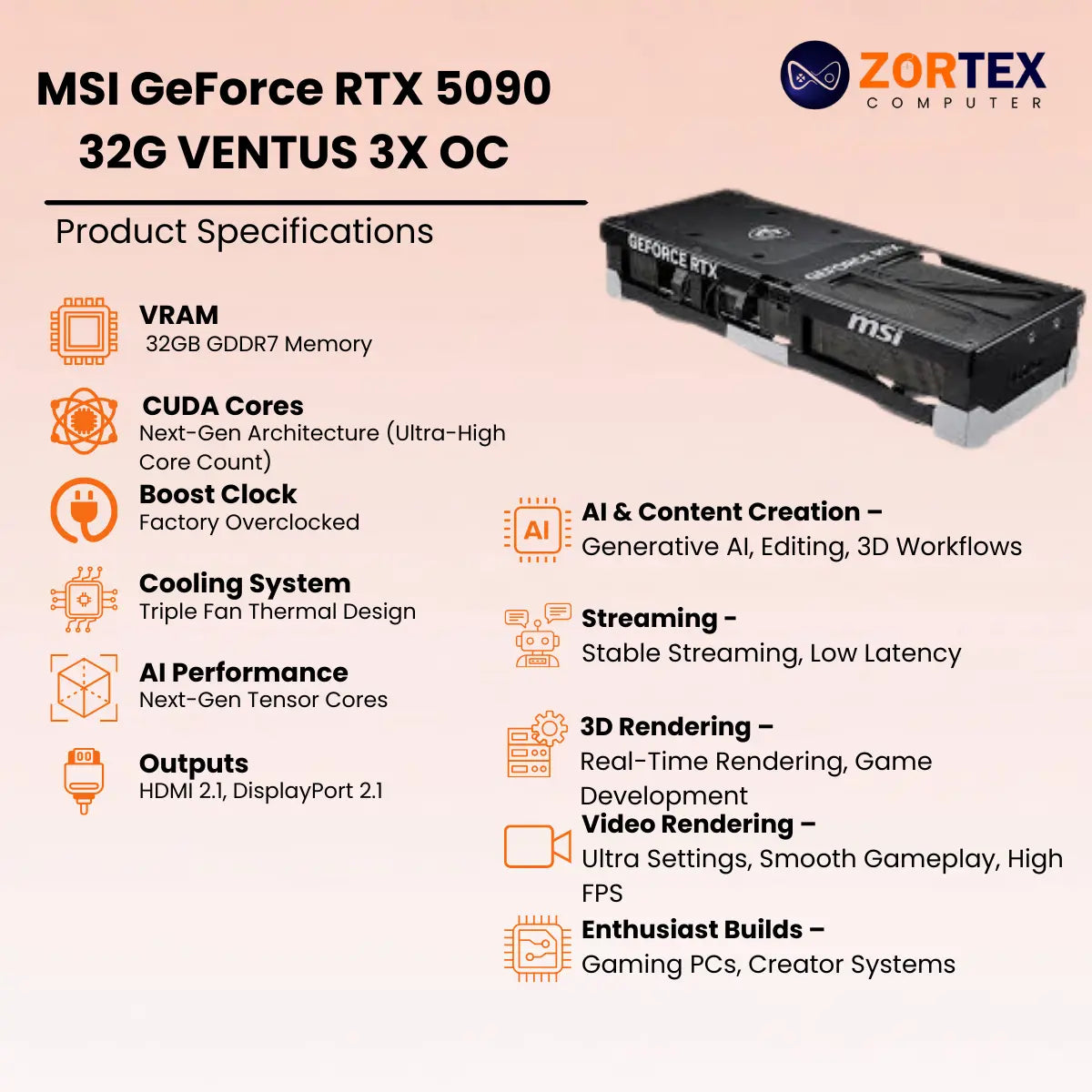 MSI GeForce RTX 5090 32G VENTUS 3X OC Specifications